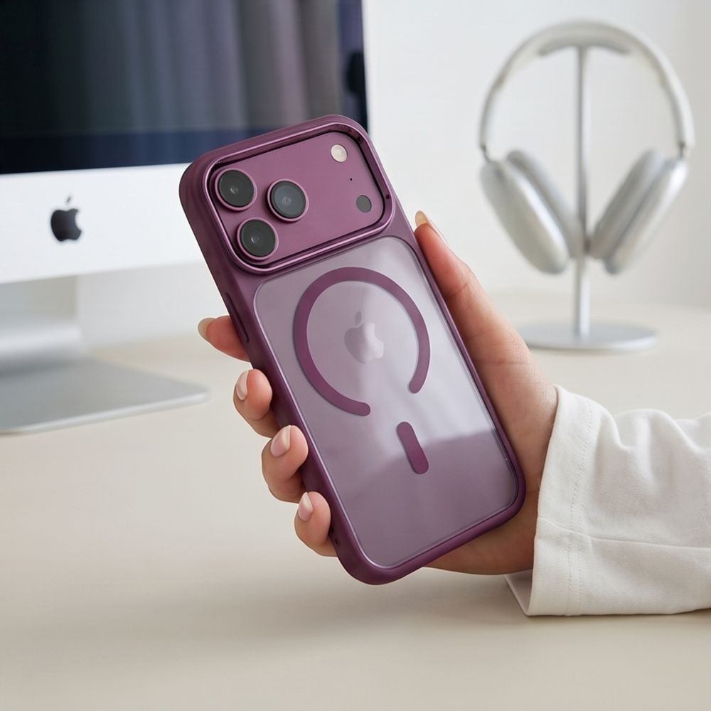 Tech-Protect iPhone 17 Pro Max / iPhone 18 Pro Max - Σκληρή Θήκη με Πλαίσιο Σιλικόνης - MagMat MagSafe CC - Dark Cherry / Clear