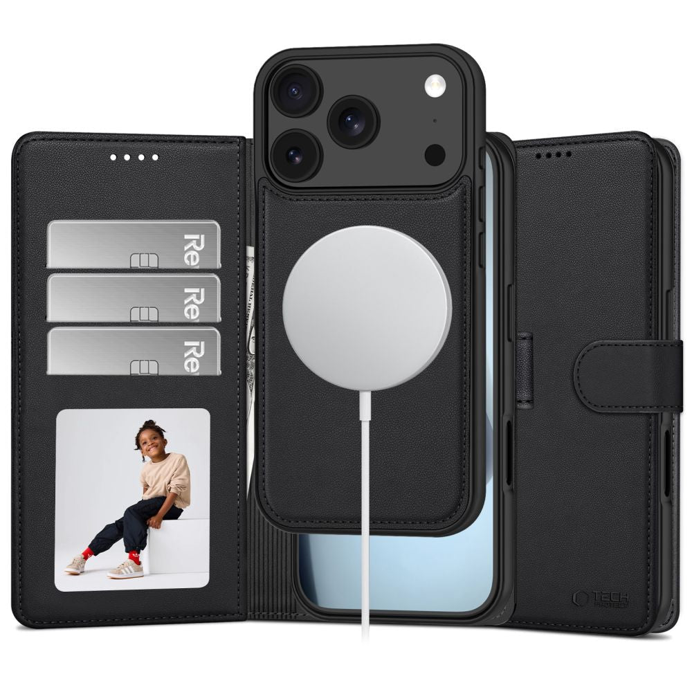 Tech-Protect iPhone 17 Pro Max / iPhone 18 Pro Max - Θήκη Πορτοφόλι Stand από Δερματίνη με Αποσπώμενη θήκη MagSafe - Matte Black