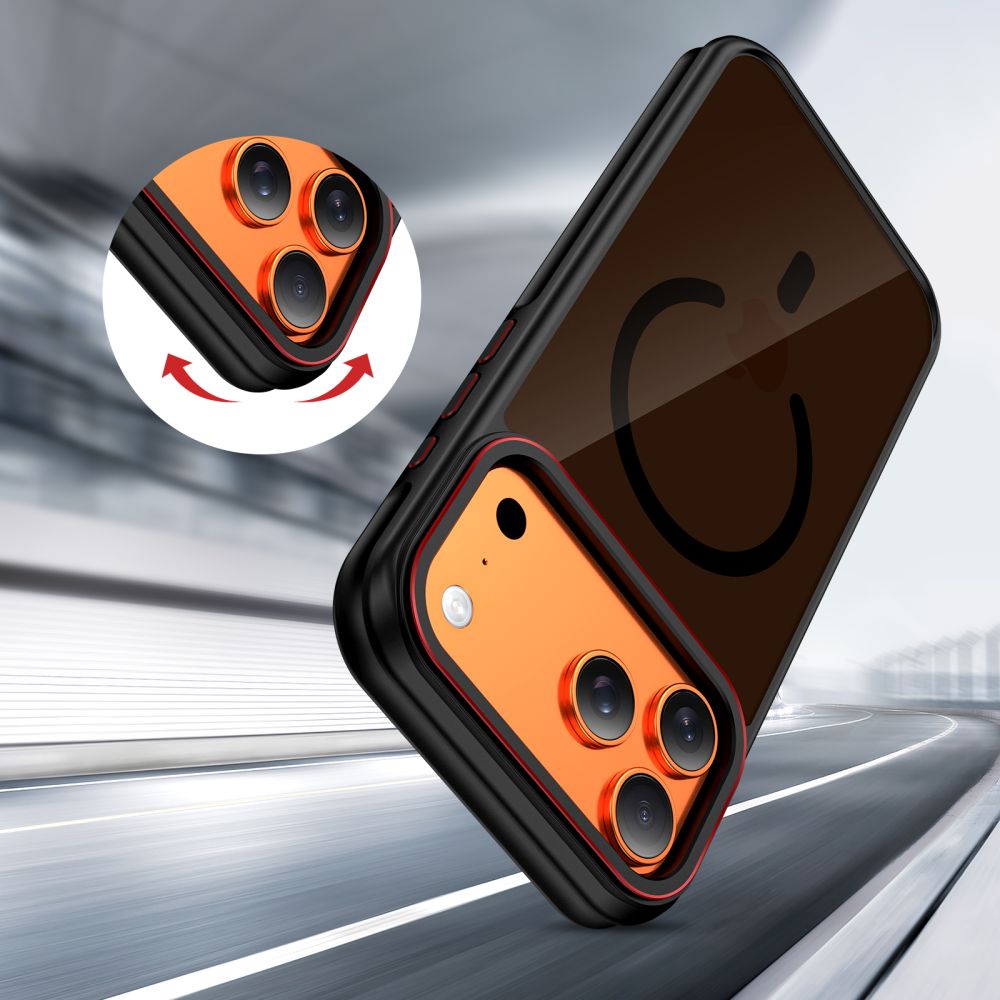 Tech - Protect iPhone 17 Pro Max - Σκληρή Θήκη με Πλαίσιο Σιλικόνης και MagSafe - MagHybrid - Ημιδιάφανη Black / Red