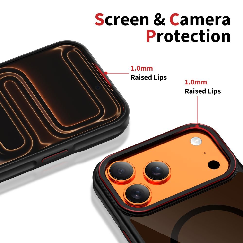 Tech - Protect iPhone 17 Pro Max - Σκληρή Θήκη με Πλαίσιο Σιλικόνης και MagSafe - MagHybrid - Ημιδιάφανη Black / Red