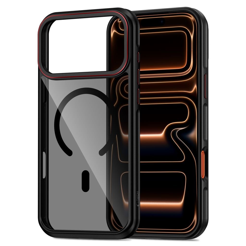 Tech - Protect iPhone 17 Pro - Σκληρή Θήκη με Πλαίσιο Σιλικόνης και MagSafe - MagHybrid - Ημιδιάφανη Black / Red