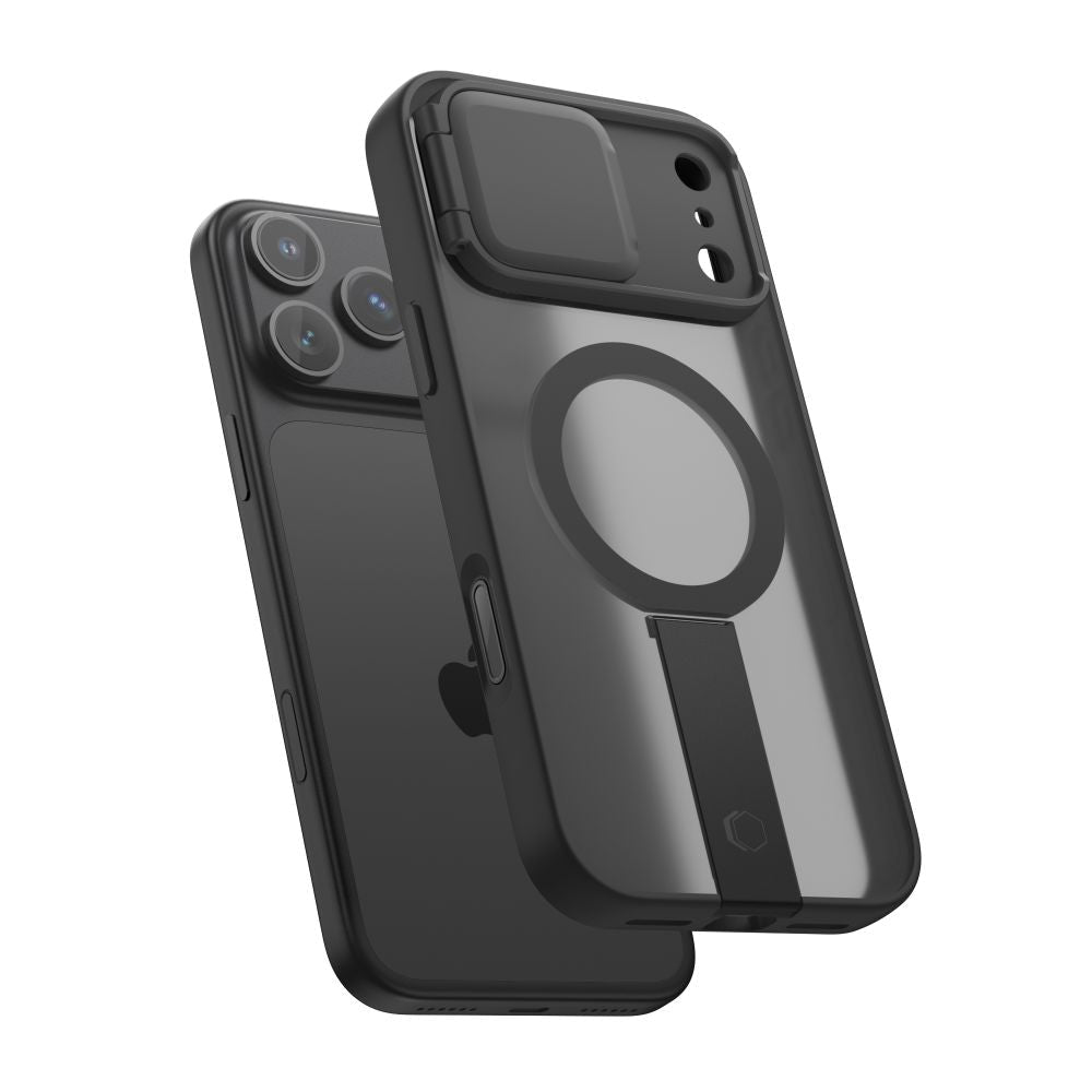 Tech-Protect iPhone 18 Pro / iPhone 17 Pro - Σκληρή Θήκη MagSafe με Ανοιγόμενο Κάλυμμα Κάμερας και Stand - Kevlar Aura MagSafe - Matte Black