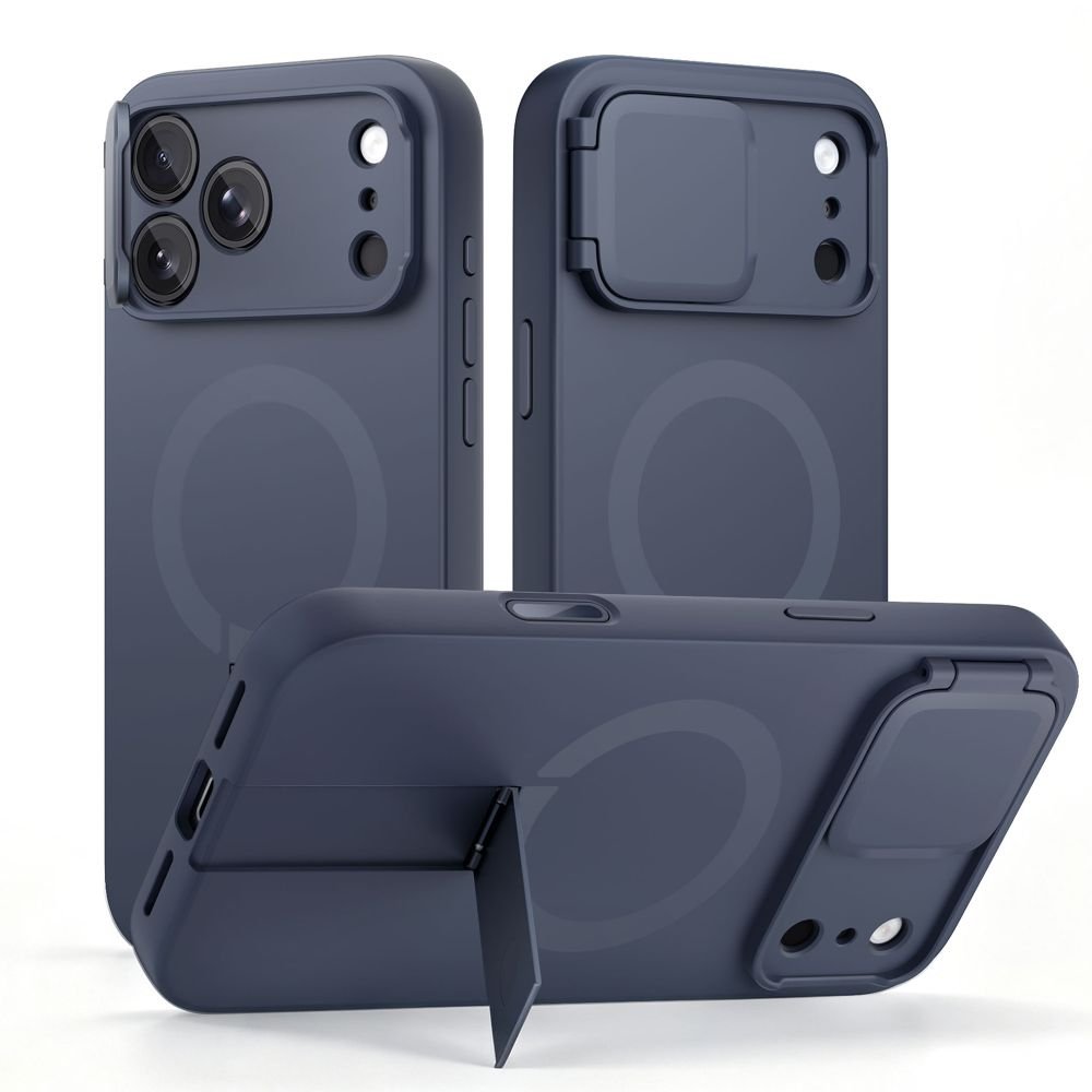 Tech-Protect iPhone 18 Pro / iPhone 17 Pro - Σκληρή Θήκη MagSafe με Ανοιγόμενο Κάλυμμα Κάμερας και Stand - Kevlar Aura MagSafe - Navy Blue