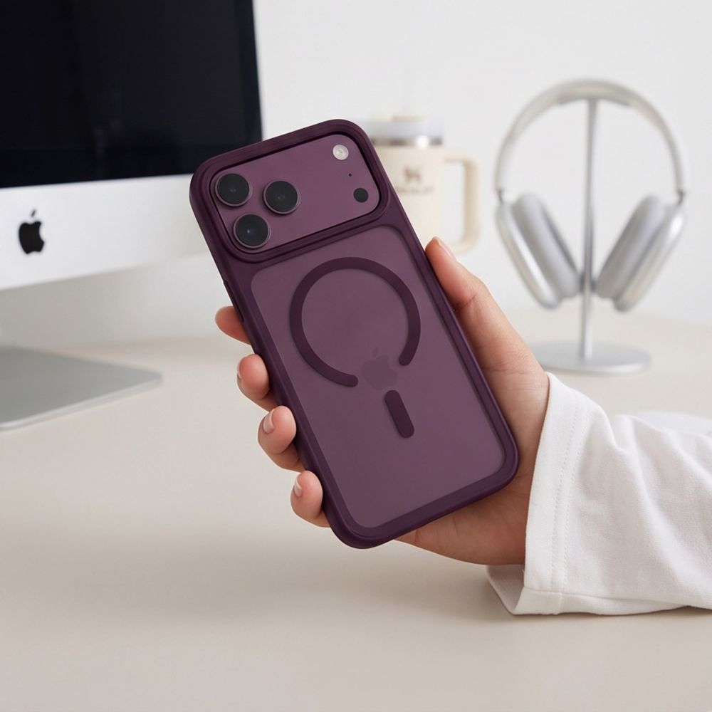 Tech-Protect iPhone 18 Pro / iPhone 17 Pro - Σκληρή Θήκη MagSafe με Πλαίσιο Σιλικόνης - MagMat CC - Matte Burgundy