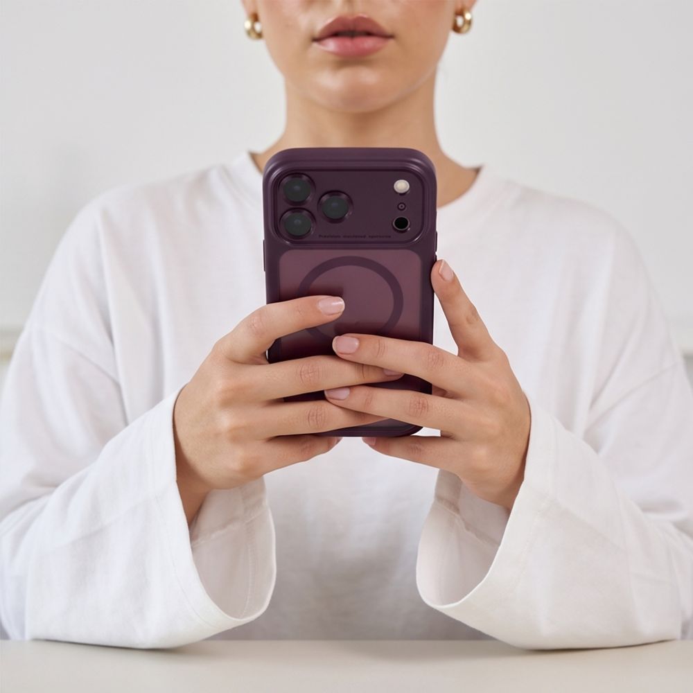 Tech-Protect iPhone 18 Pro / iPhone 17 Pro - Σκληρή Θήκη με Πλαίσιο Σιλικόνης και MagSafe - MagPeak MagSafe CC - Dark Cherry / Clear