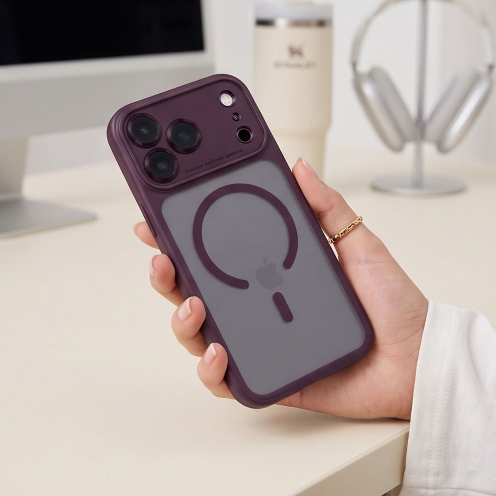 Tech-Protect iPhone 18 Pro / iPhone 17 Pro - Σκληρή Θήκη με Πλαίσιο Σιλικόνης και MagSafe - MagPeak MagSafe CC - Matte Dark Cherry