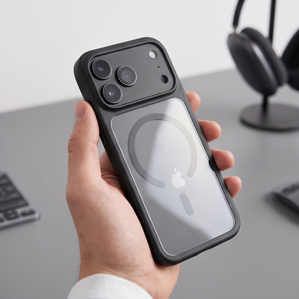 Tech-Protect iPhone 18 Pro / iPhone 17 Pro - Σκληρή Θήκη με Πλαίσιο Σιλικόνης MagSafe και 2 Αντιχαρακτικά Γυαλιά Οθόνης - MagOne CC - Black / Clear