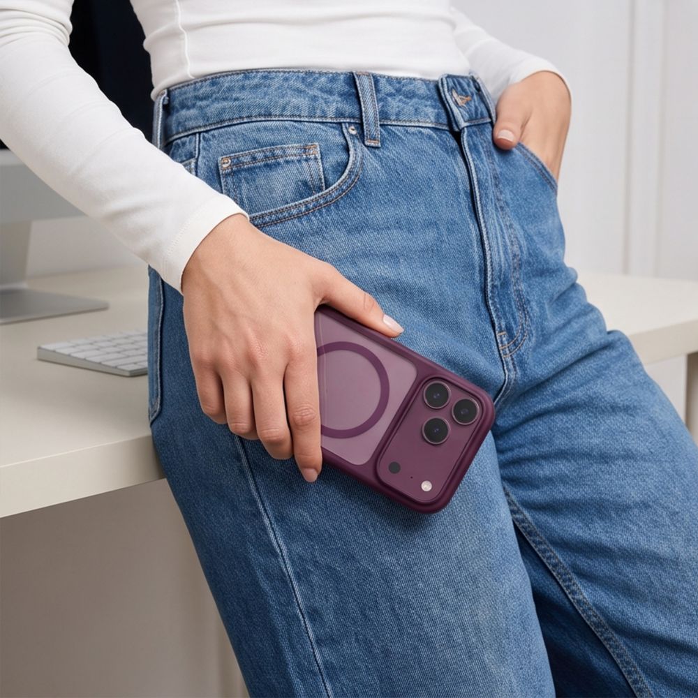 Tech-Protect iPhone 18 Pro / iPhone 17 Pro - Σκληρή Θήκη με Πλαίσιο Σιλικόνης MagSafe και 2 Αντιχαρακτικά Γυαλιά Οθόνης - MagOne CC - Burgundy / Clear