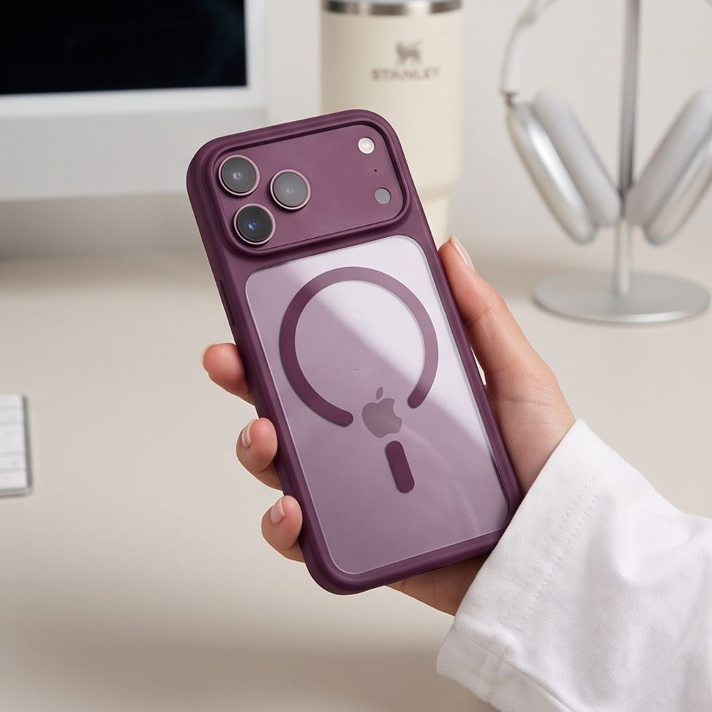 Tech-Protect iPhone 18 Pro / iPhone 17 Pro - Σκληρή Θήκη με Πλαίσιο Σιλικόνης MagSafe και 2 Αντιχαρακτικά Γυαλιά Οθόνης - MagOne CC - Burgundy / Clear