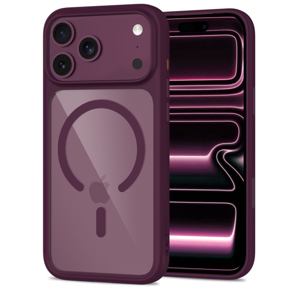 Tech-Protect iPhone 18 Pro / iPhone 17 Pro - Σκληρή Θήκη με Πλαίσιο Σιλικόνης MagSafe και 2 Αντιχαρακτικά Γυαλιά Οθόνης - MagOne CC - Burgundy / Clear