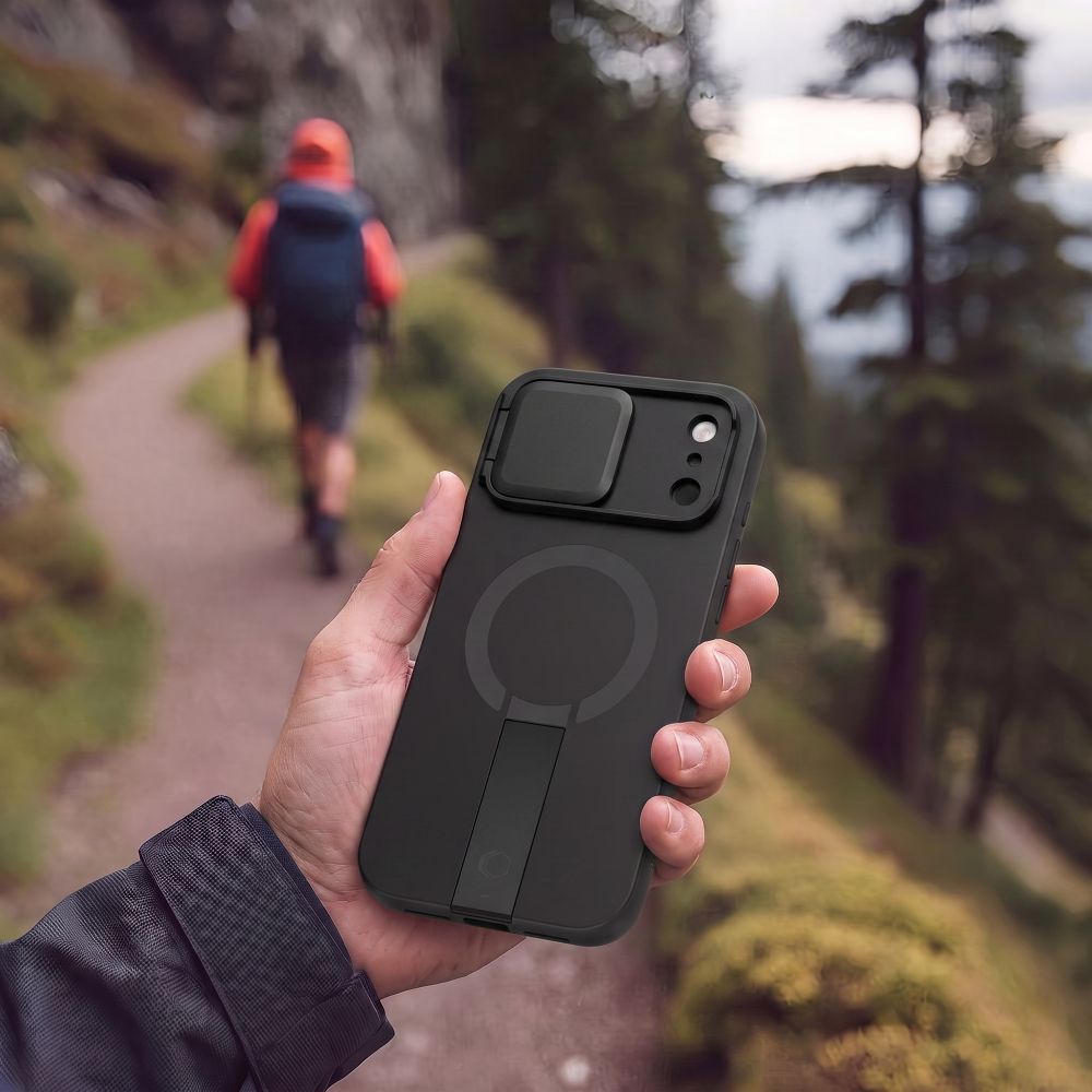 Tech-Protect iPhone 18 Pro Max / iPhone 17 Pro Max - Σκληρή Θήκη MagSafe με Ανοιγόμενο Κάλυμμα Κάμερας και Stand - Kevlar Aura MagSafe - Black