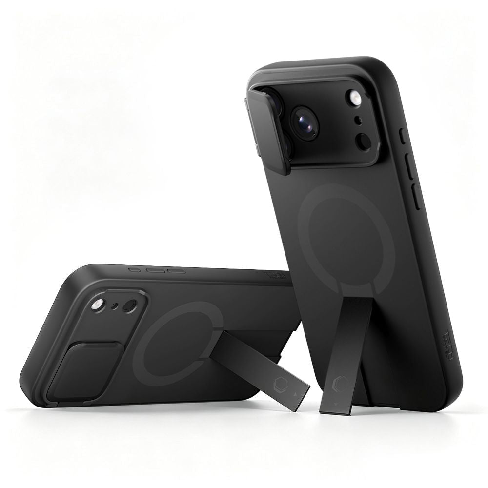 Tech-Protect iPhone 18 Pro Max / iPhone 17 Pro Max - Σκληρή Θήκη MagSafe με Ανοιγόμενο Κάλυμμα Κάμερας και Stand - Kevlar Aura MagSafe - Black