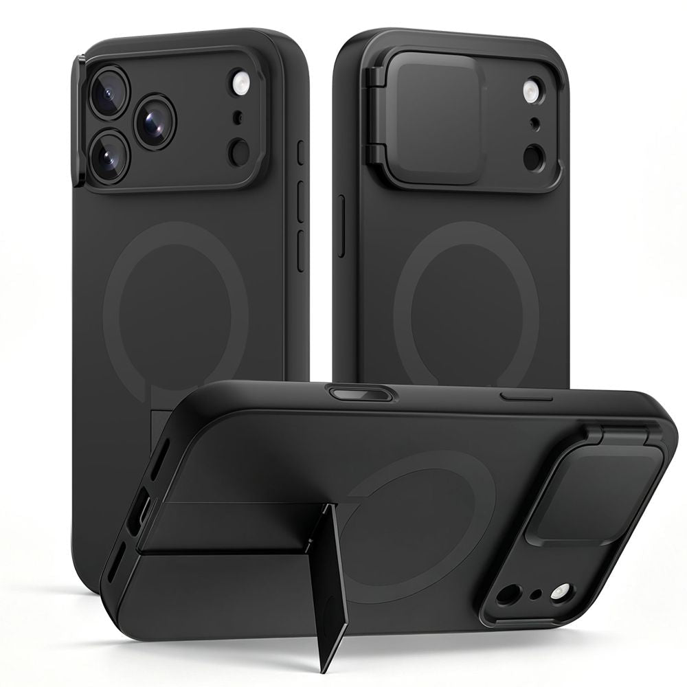 Tech-Protect iPhone 18 Pro Max / iPhone 17 Pro Max - Σκληρή Θήκη MagSafe με Ανοιγόμενο Κάλυμμα Κάμερας και Stand - Kevlar Aura MagSafe - Black