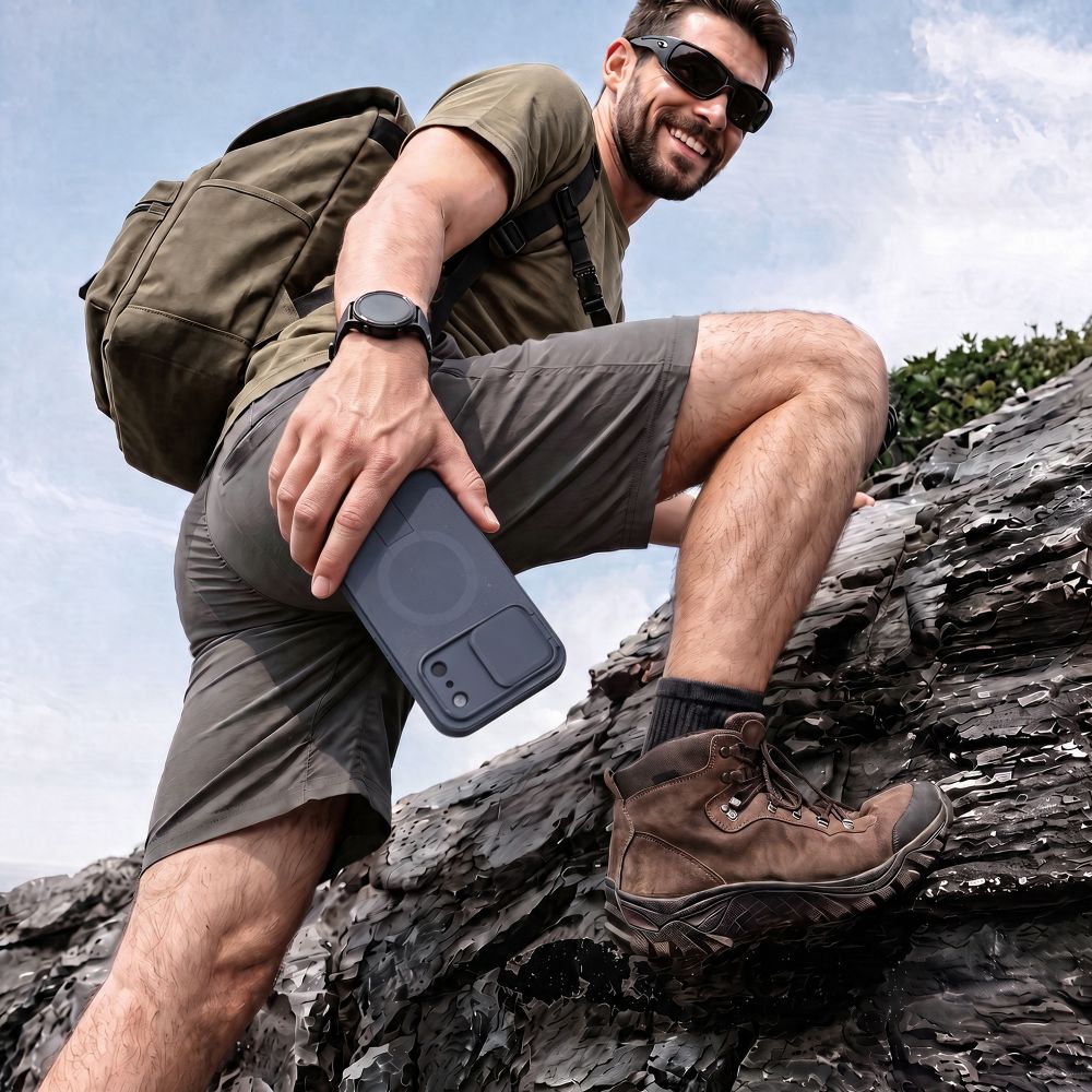 Tech-Protect iPhone 18 Pro Max / iPhone 17 Pro Max - Σκληρή Θήκη MagSafe με Ανοιγόμενο Κάλυμμα Κάμερας και Stand - Kevlar Aura MagSafe - Navy Blue