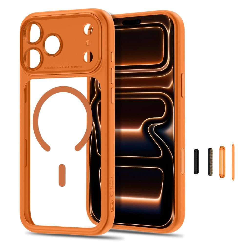 Tech-Protect iPhone 18 Pro Max / iPhone 17 Pro Max - Σκληρή Θήκη με Πλαίσιο Σιλικόνης και MagSafe - MagPeak MagSafe CC - Cosmic Orange / Clear
