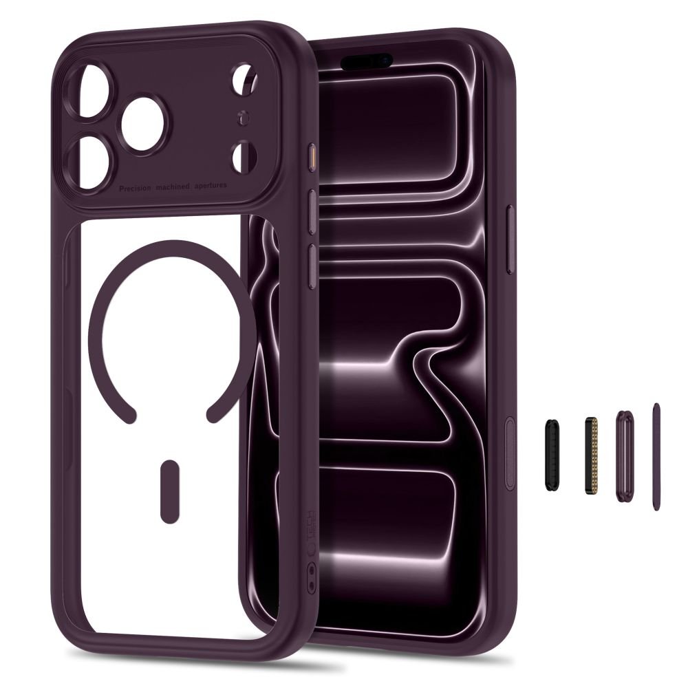 Tech-Protect iPhone 18 Pro Max / iPhone 17 Pro Max - Σκληρή Θήκη με Πλαίσιο Σιλικόνης και MagSafe - MagPeak MagSafe CC - Dark Cherry / Clear
