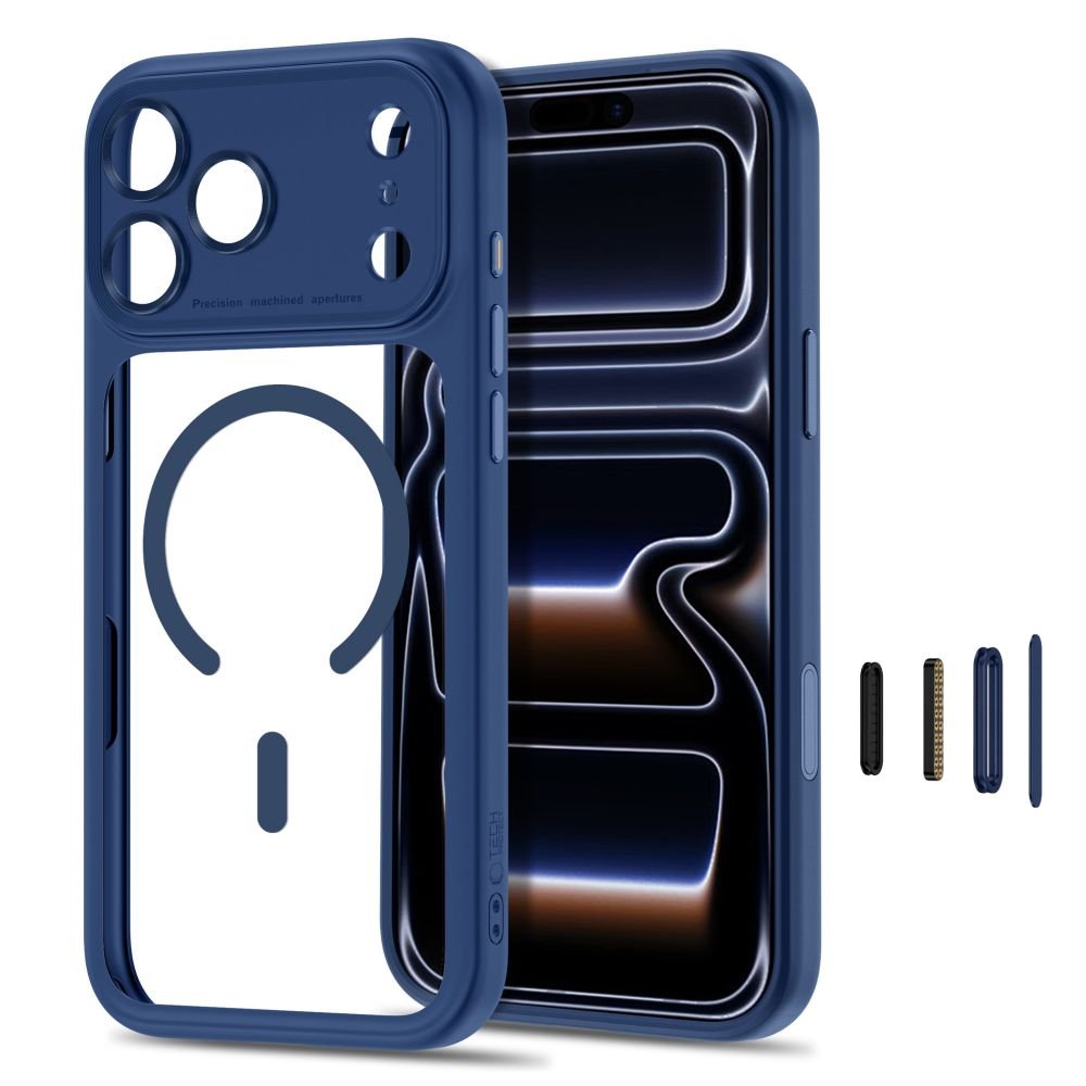 Tech-Protect iPhone 18 Pro Max / iPhone 17 Pro Max - Σκληρή Θήκη με Πλαίσιο Σιλικόνης και MagSafe - MagPeak MagSafe CC - Deep Blue / Clear