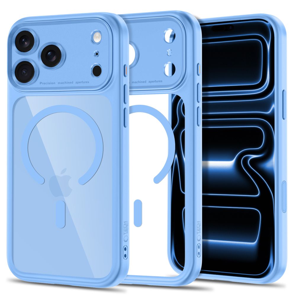 Tech-Protect iPhone 18 Pro Max / iPhone 17 Pro Max - Σκληρή Θήκη με Πλαίσιο Σιλικόνης και MagSafe - MagPeak MagSafe CC - Light Blue / Clear