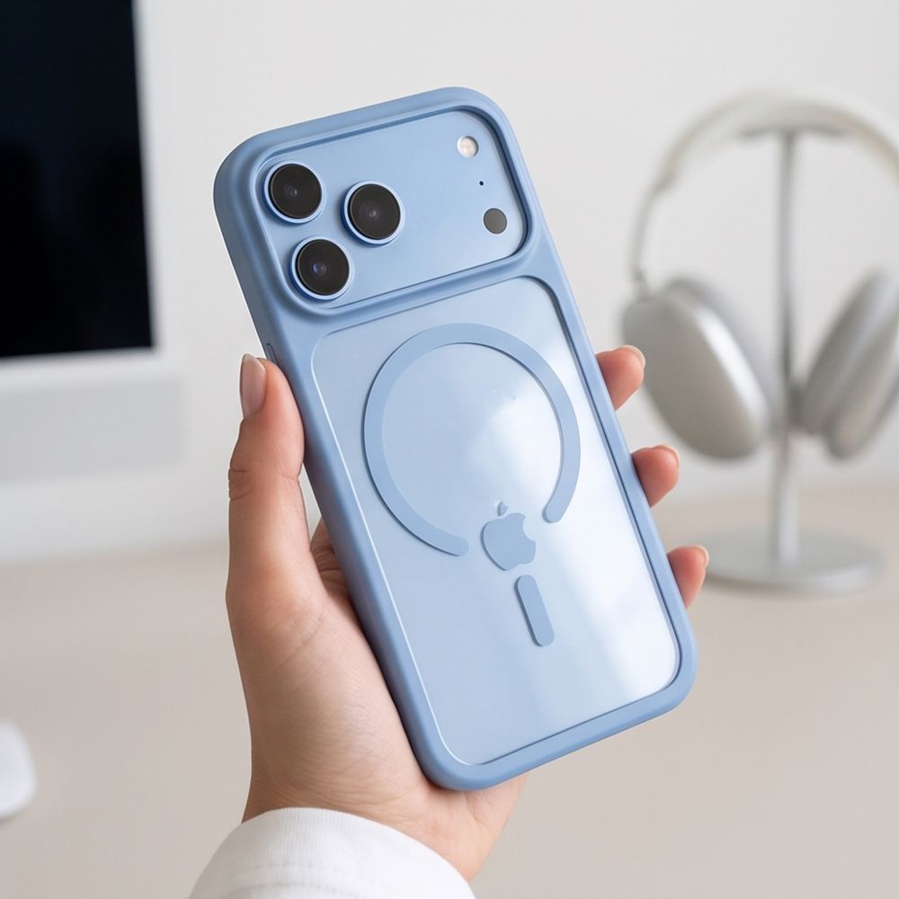 Tech-Protect iPhone 18 Pro Max / iPhone 17 Pro Max - Σκληρή Θήκη με Πλαίσιο Σιλικόνης MagSafe και 2 Αντιχαρακτικά Γυαλιά Οθόνης - MagOne CC - Light Blue / Clear