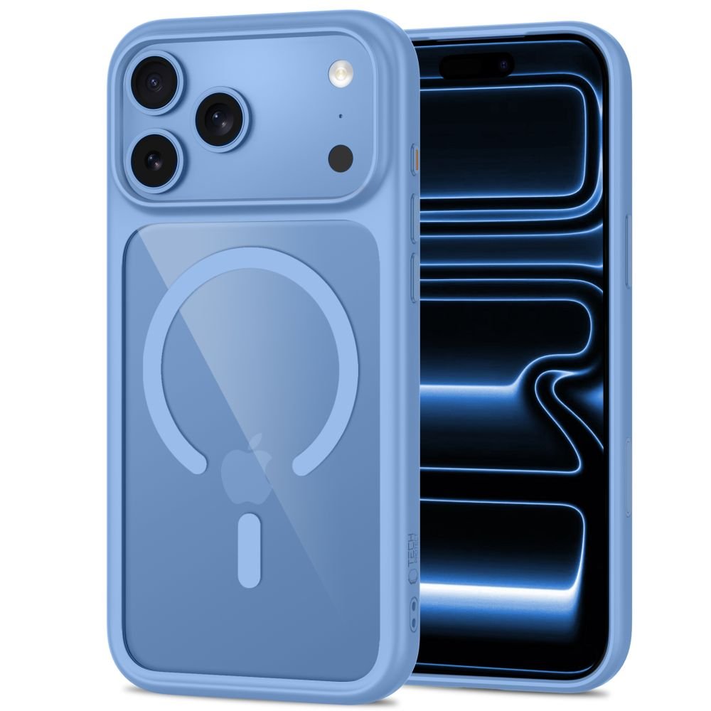 Tech-Protect iPhone 18 Pro Max / iPhone 17 Pro Max - Σκληρή Θήκη με Πλαίσιο Σιλικόνης MagSafe και 2 Αντιχαρακτικά Γυαλιά Οθόνης - MagOne CC - Light Blue / Clear