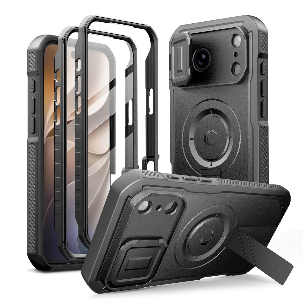 Tech-Protect iPhone 18 Pro Max / iPhone 17 Pro Max - Θήκη 360 Full Body MagSafe με Προστασία για την Οθόνη και την Κάμερα και Stand - Kevlar MagSafe 2-Set - Black
