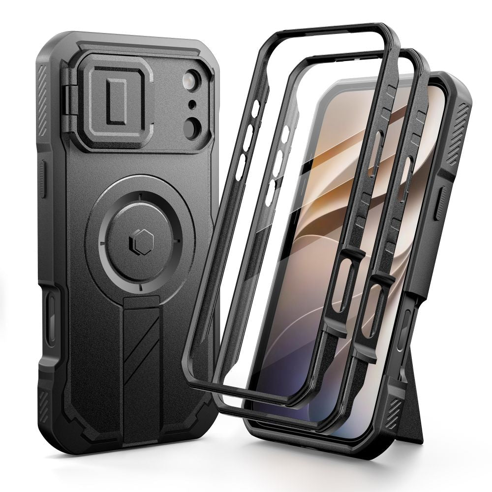 Tech-Protect iPhone 18 Pro Max / iPhone 17 Pro Max - Θήκη 360 Full Body MagSafe με Προστασία για την Οθόνη και την Κάμερα και Stand - Kevlar MagSafe 2-Set - Black