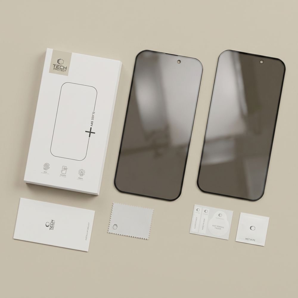 Tech-Protect iPhone 18 Pro Max - Σετ με 2 Full Screen Αντιχαρακτικά Γυαλιά Οθόνης - Glass Spy Plus - Privacy