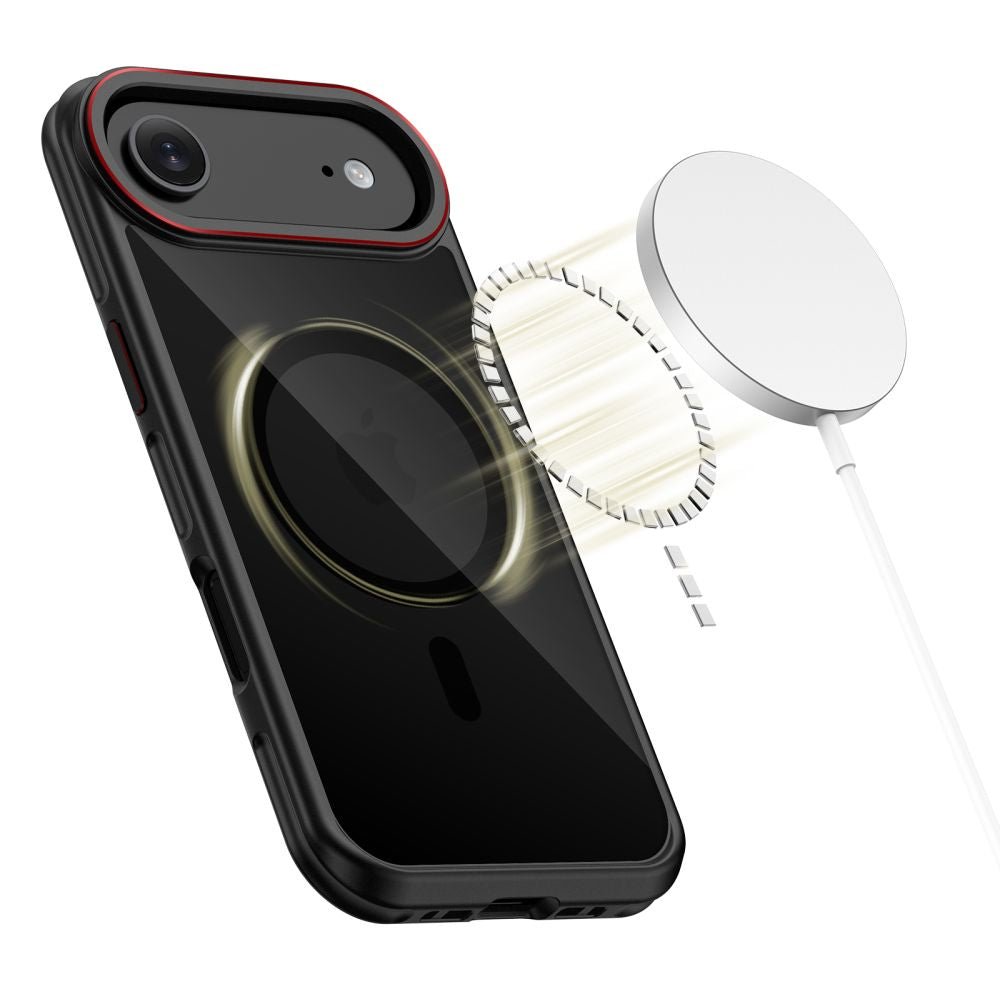 Tech - Protect iPhone Air - Σκληρή Θήκη με Πλαίσιο Σιλικόνης και MagSafe - MagHybrid - Ημιδιάφανη Black / Red