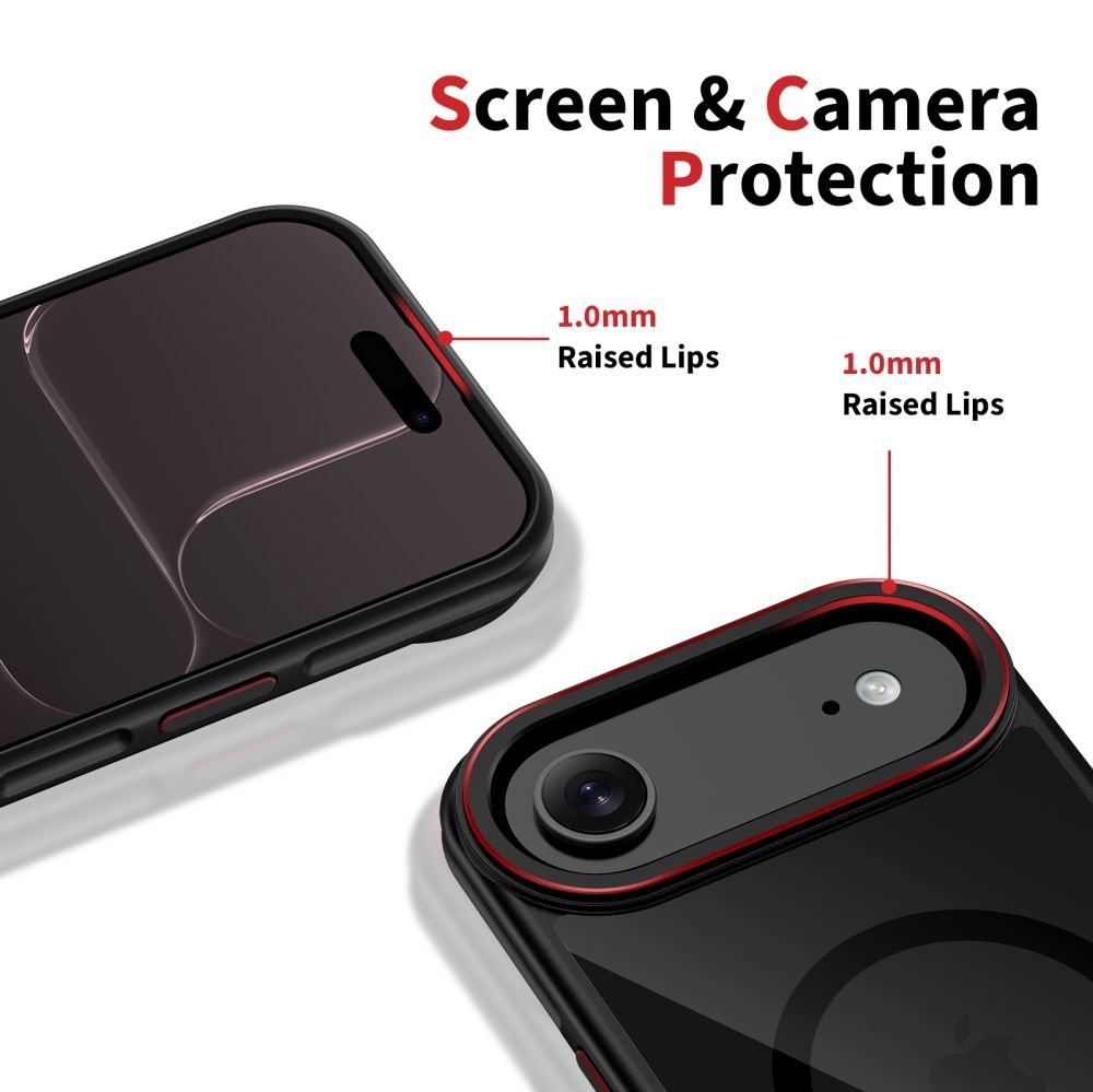 Tech - Protect iPhone Air - Σκληρή Θήκη με Πλαίσιο Σιλικόνης και MagSafe - MagHybrid - Ημιδιάφανη Black / Red