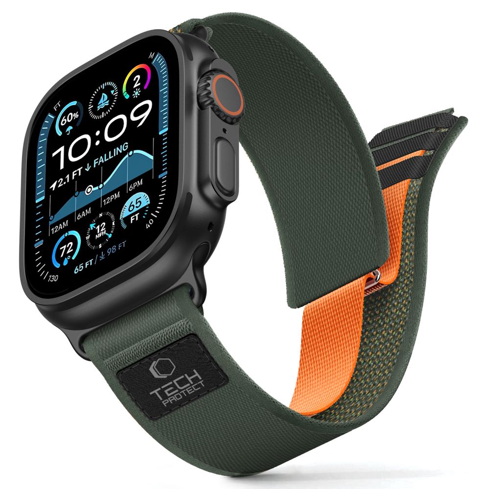 Tech - Protect Λουράκι Apple Watch 8/9/10/11 - SE (1/2/3) - Ultra (1/2/3) – 44/45/46/49mm Nylon Elite - Green / Orange