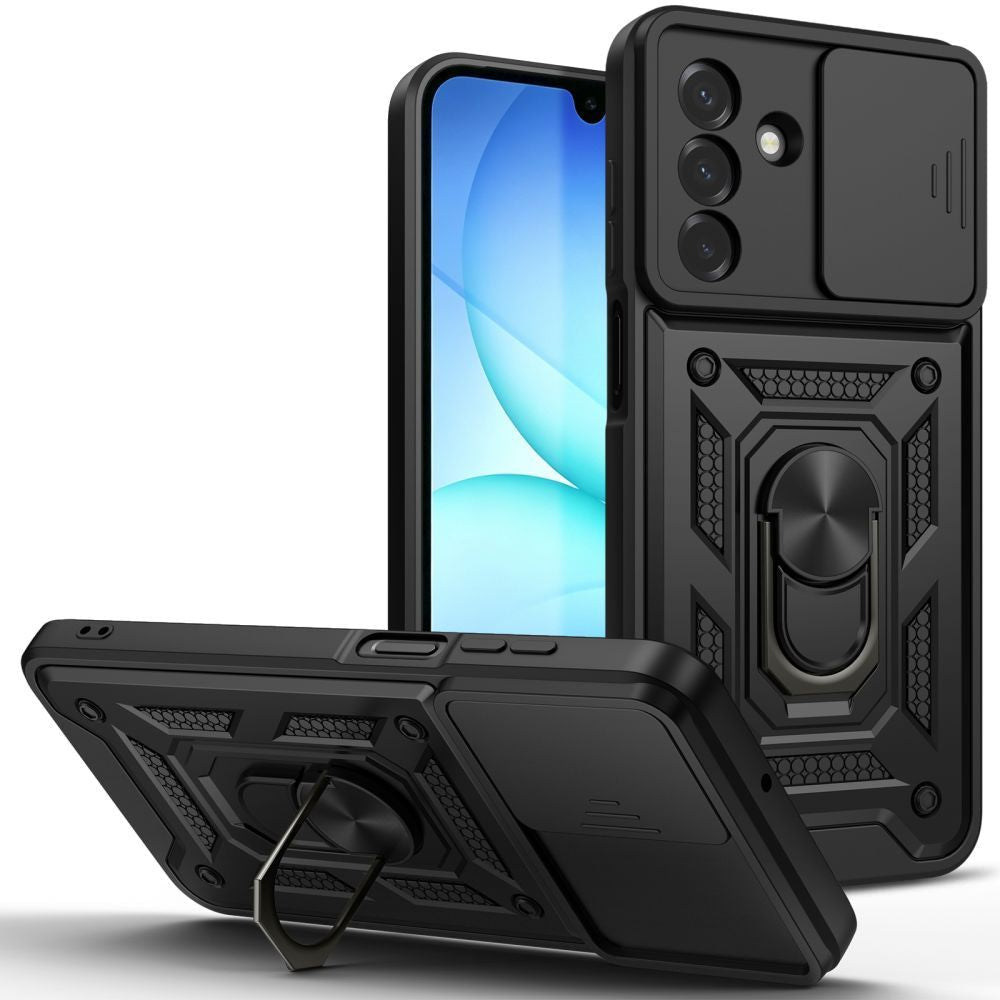 Tech-Protect Samsung Galaxy A17 4G / 5G / A18 4G / A26 5G - Σκληρή Θήκη με Πλαίσιο Σιλικόνης και Δαχτυλίδι Συγκράτησης - Camshield Pro - Black