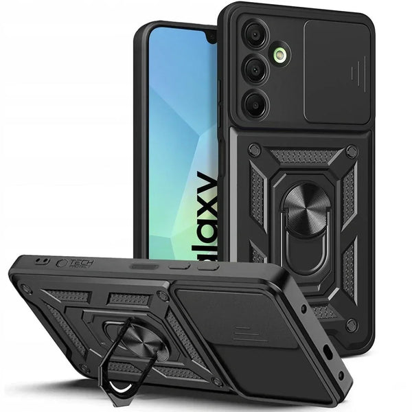 Tech - Protect Samsung Galaxy A17 4G / 5G - Camshield Pro - Σκληρή Θήκη με Πλαίσιο Σιλικόνης και Δαχτυλίδι Συγκράτησης - Black