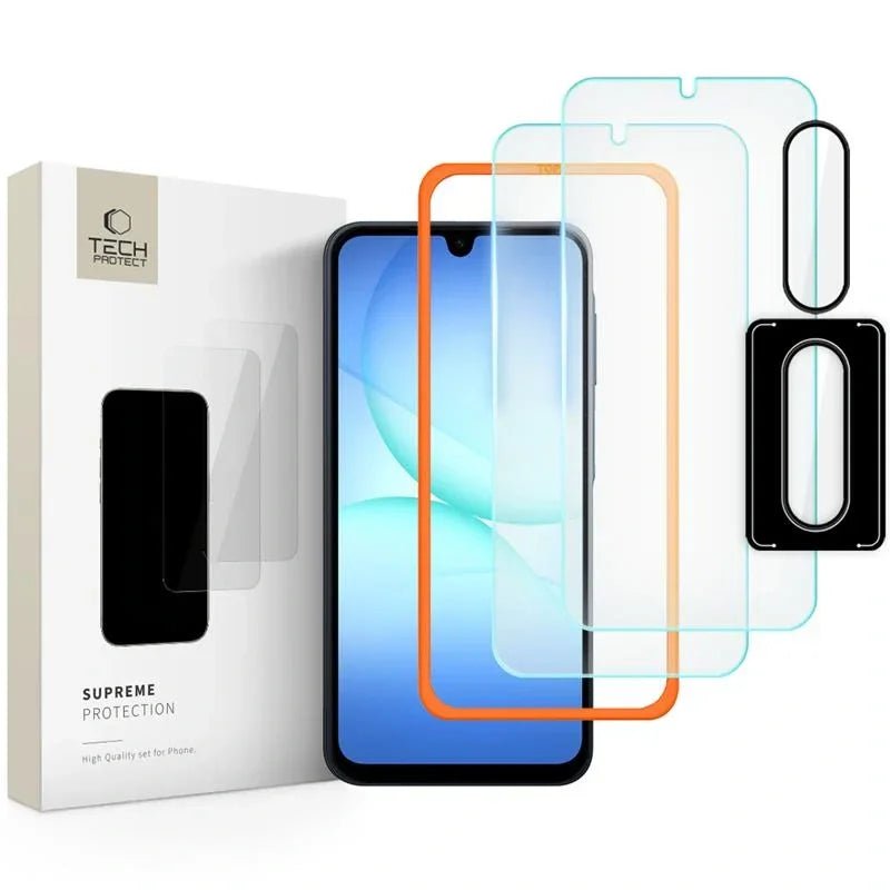 Tech - Protect Samsung Galaxy A17 4G / 5G - Supreme Easy Set - Σετ με 2 Αντιχαρακτικά Γυαλιά Οθόνης και 1 Αντιχαρακτικό Γυαλί για την Κάμερα - Clear