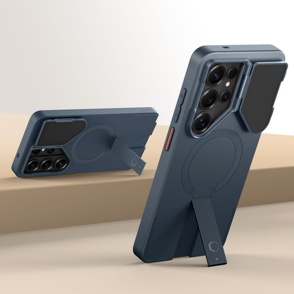 Tech - Protect Samsung Galaxy S26 Ultra - Σκληρή Θήκη με Ανοιγόμενο Κάλυμμα Κάμερας και Stand - Kevlar Aura MagSafe - Navy Blue