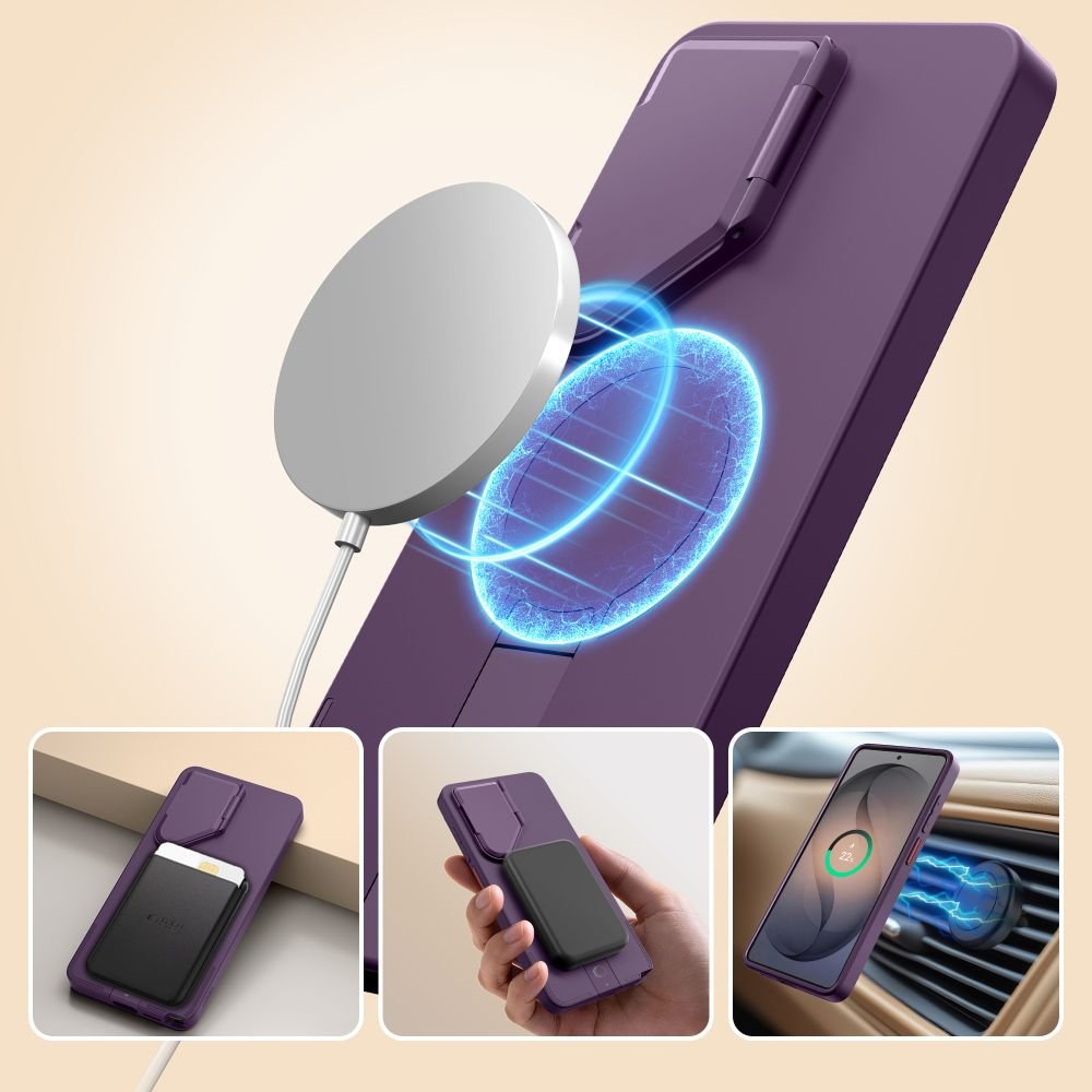 Tech - Protect Samsung Galaxy S26 Ultra - Σκληρή Θήκη με Ανοιγόμενο Κάλυμμα Κάμερας και Stand - Kevlar Aura MagSafe - Violet
