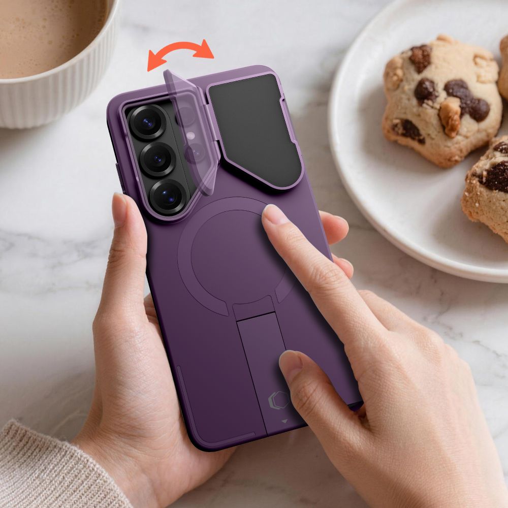 Tech - Protect Samsung Galaxy S26 Ultra - Σκληρή Θήκη με Ανοιγόμενο Κάλυμμα Κάμερας και Stand - Kevlar Aura MagSafe - Violet