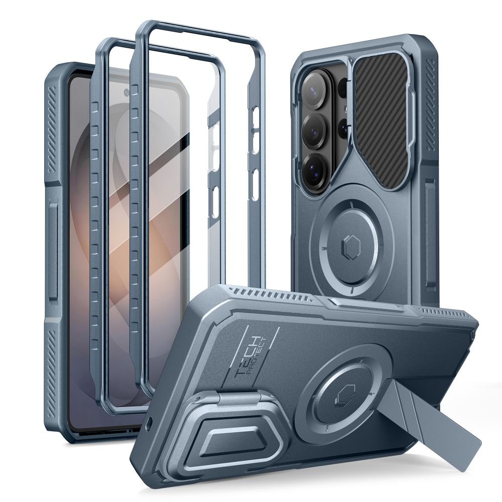 Tech - Protect Samsung Galaxy S26 Ultra - Θήκη 360 Full Body με Προστασία για την Οθόνη και την Κάμερα και Stand - Kevlar MagSafe 2 - Set - Blue