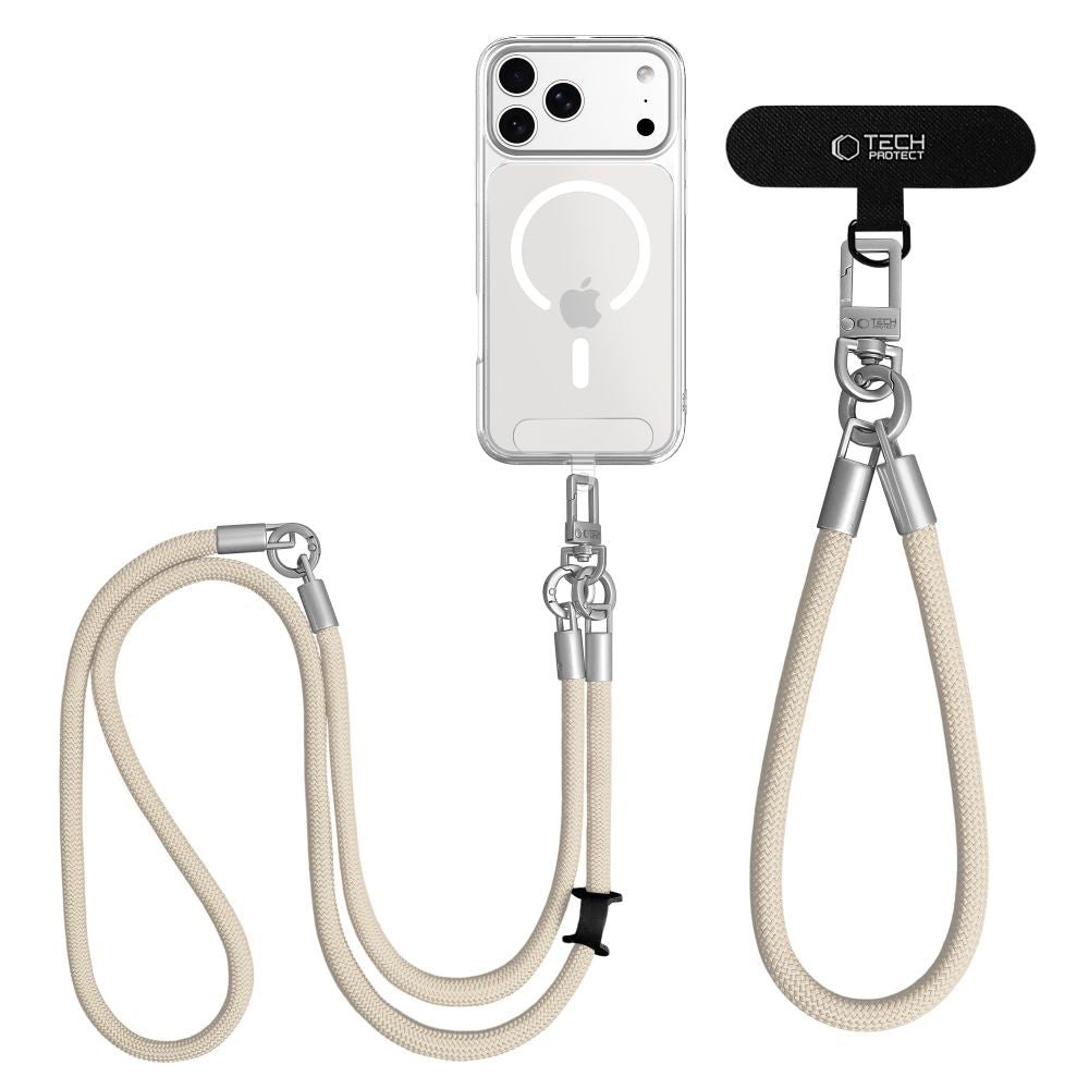 Tech-Protect Universal Λουράκι για Θήκη Κινητού - C10S Rope CrossBody / Wrist Strap - Desert Beige / Titanium