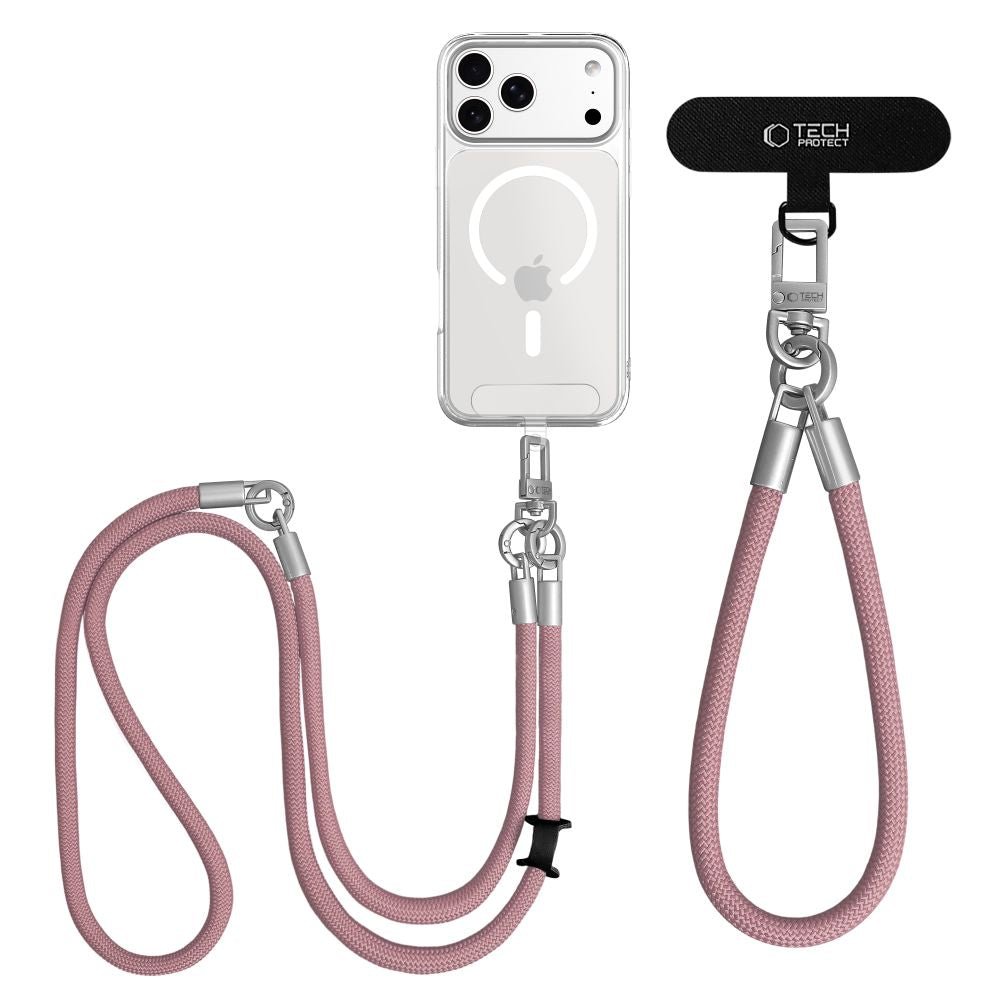 Tech-Protect Universal Λουράκι για Θήκη Κινητού - C10S Rope CrossBody / Wrist Strap - Dusty Rose / Titanium