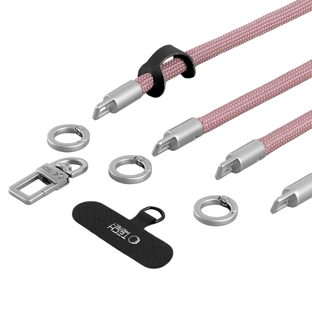 Tech-Protect Universal Λουράκι για Θήκη Κινητού - C10S Rope CrossBody / Wrist Strap - Dusty Rose / Titanium