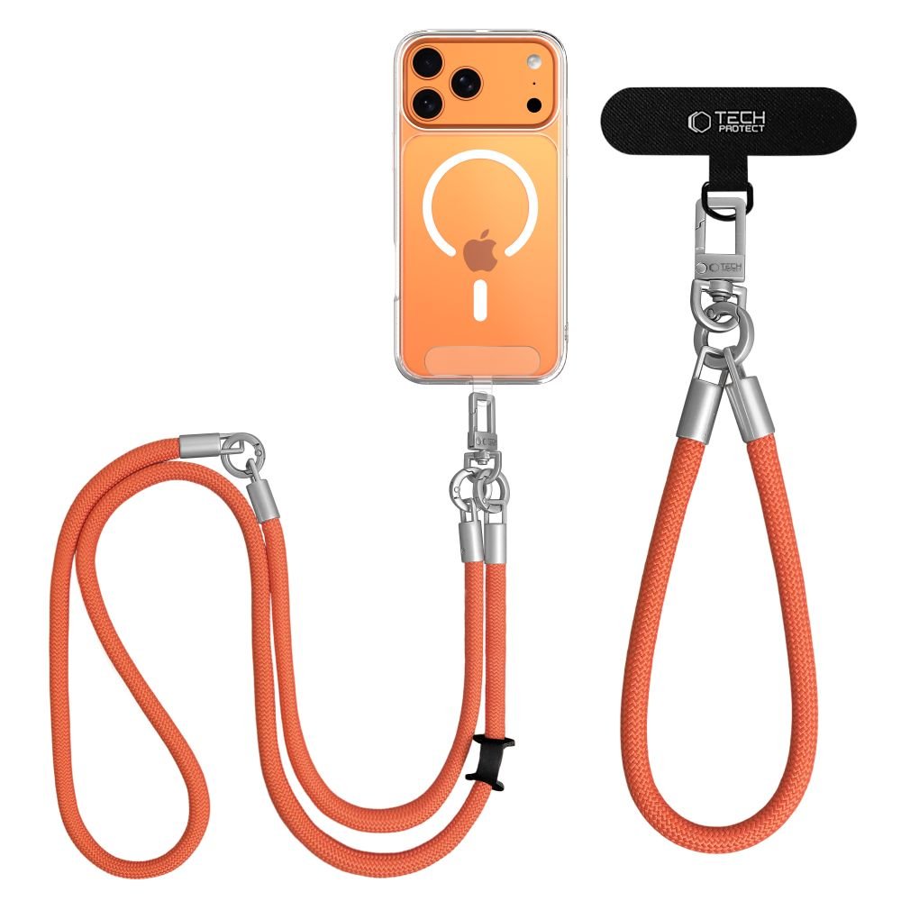 Tech - Protect Universal Λουράκι για Θήκη Κινητού - C10S Rope CrossBody / Wrist Strap - Orange / Titanium