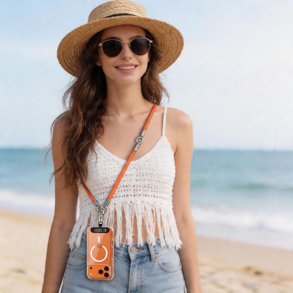 Tech - Protect Universal Λουράκι για Θήκη Κινητού - C10S Rope CrossBody / Wrist Strap - Orange / Titanium