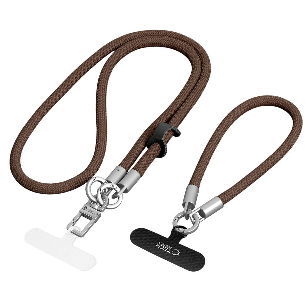 Tech-Protect Universal Λουράκι για Θήκη Κινητού - C10S Rope CrossBody / Wrist Strap - Walnut Brown / Titanium