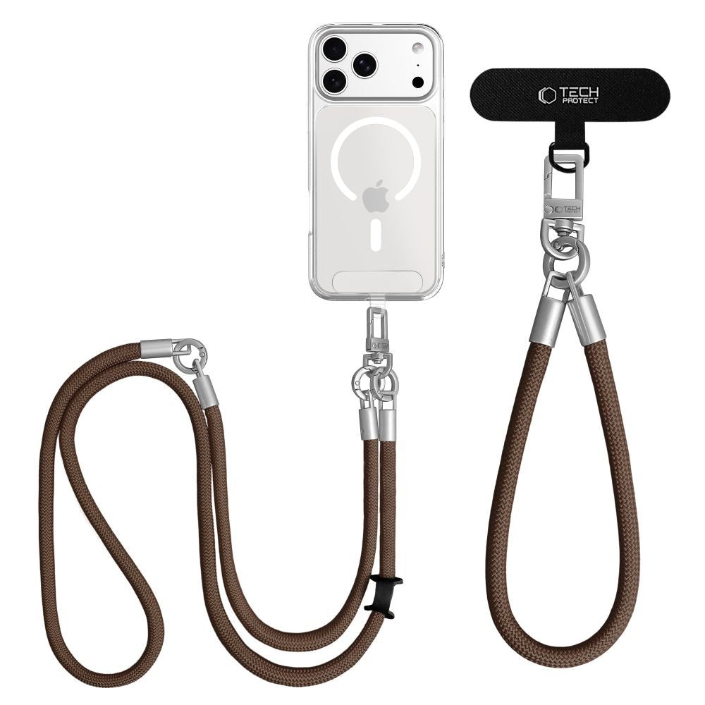 Tech-Protect Universal Λουράκι για Θήκη Κινητού - C10S Rope CrossBody / Wrist Strap - Walnut Brown / Titanium