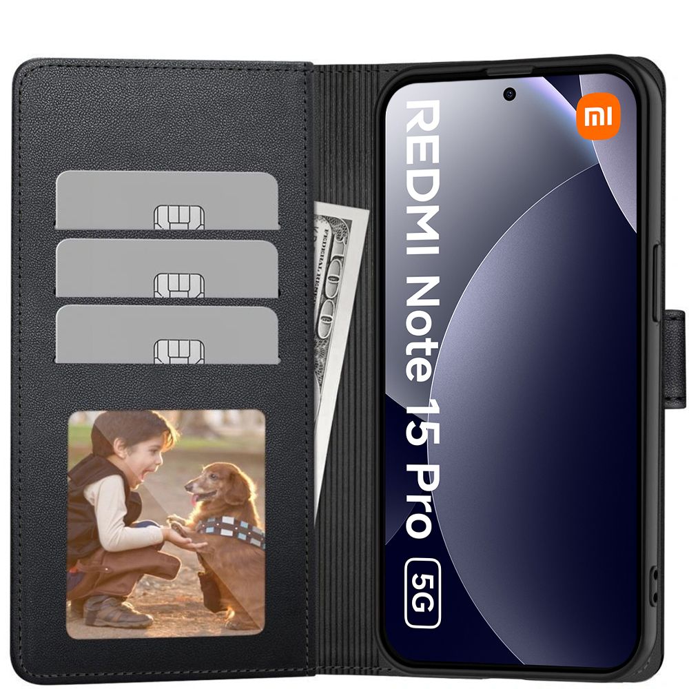 Tech - Protect Xiaomi Redmi Note 15 Pro 5G - Θήκη Πορτοφόλι Stand από Δερματίνη - Wallet - Matte Black