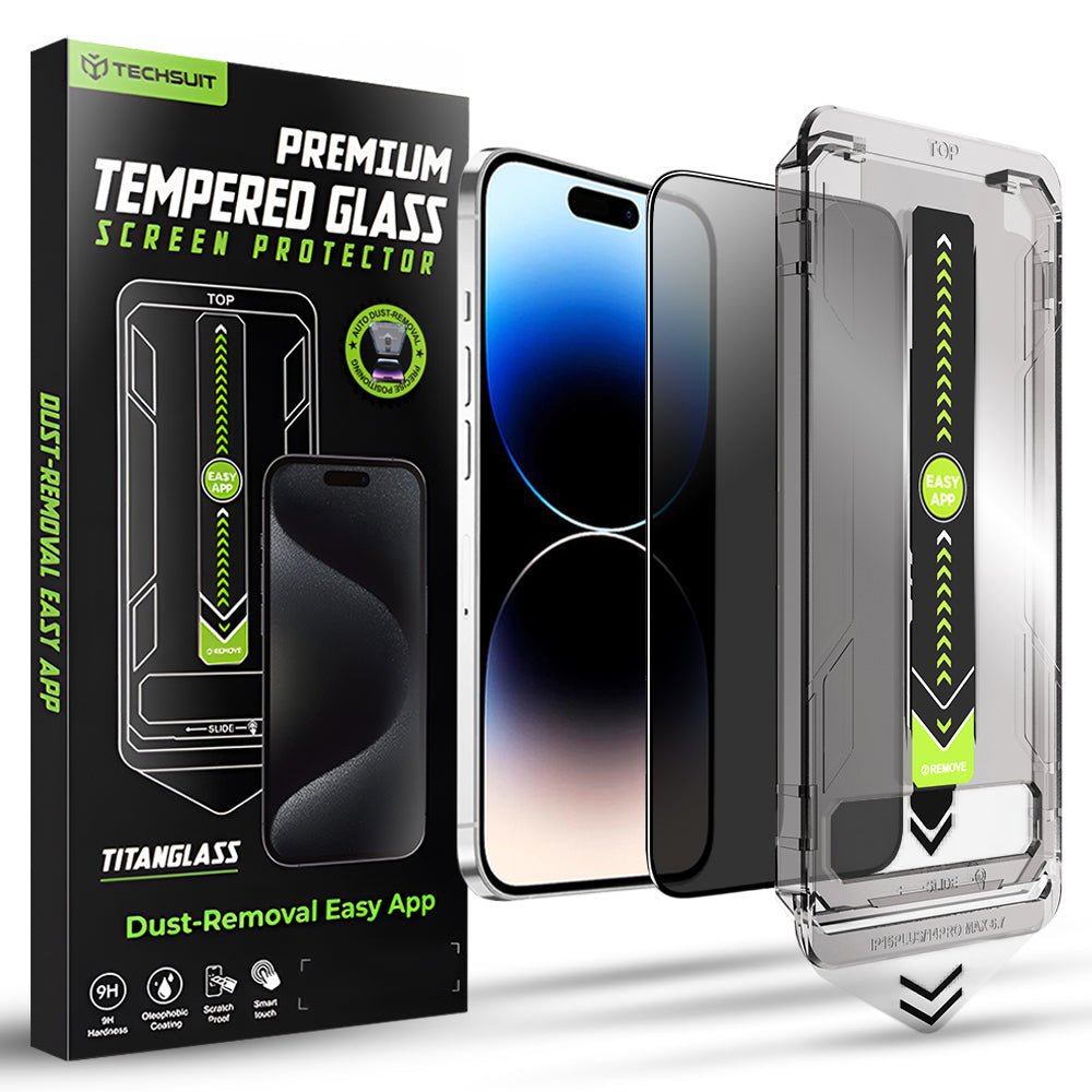 Techsuit iPhone 14 Pro - Full Screen Αντιχαρακτικό Γυαλί Οθόνης - TitanGlass FullCover - Privacy