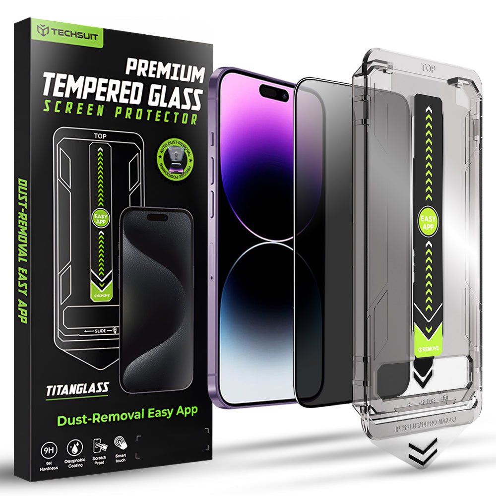 Techsuit iPhone 14 Pro Max - Full Screen Αντιχαρακτικό Γυαλί Οθόνης - TitanGlass FullCover - Privacy