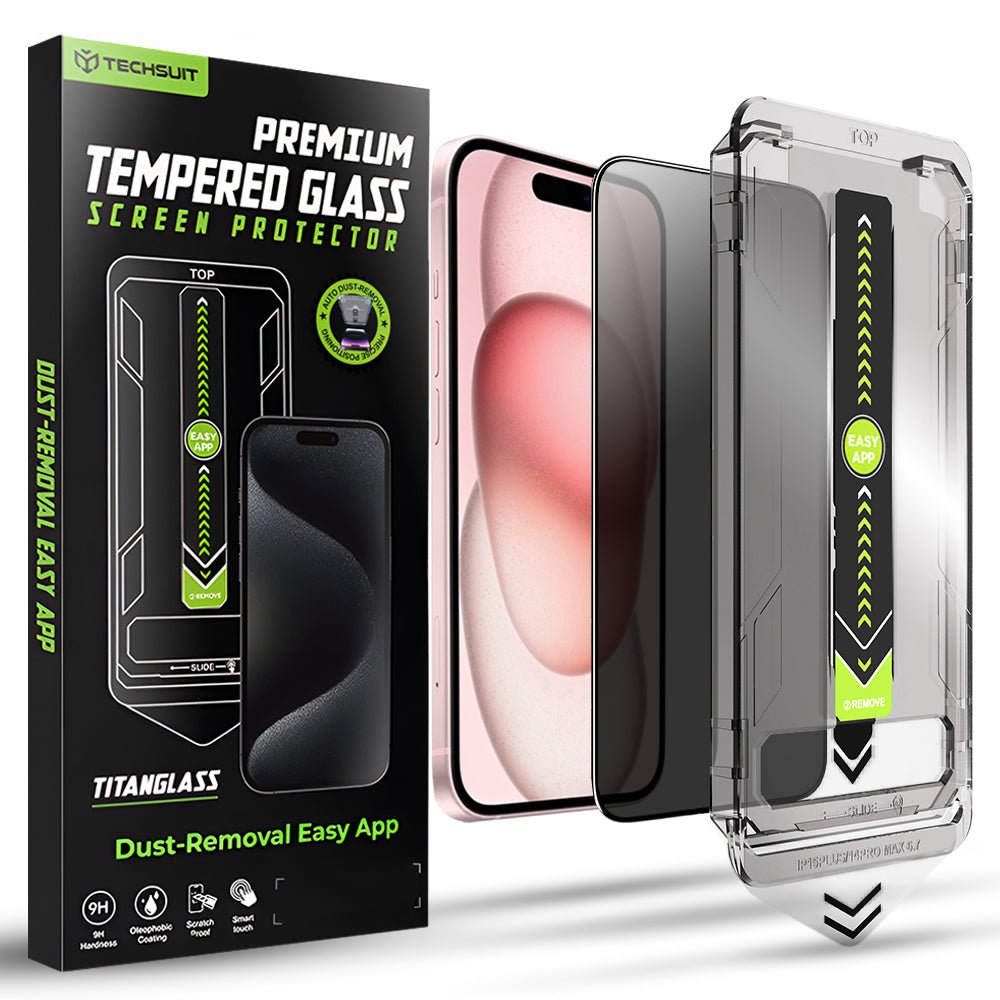Techsuit iPhone 15 / 16 - Full Screen Αντιχαρακτικό Γυαλί Οθόνης - TitanGlass FullCover - Privacy