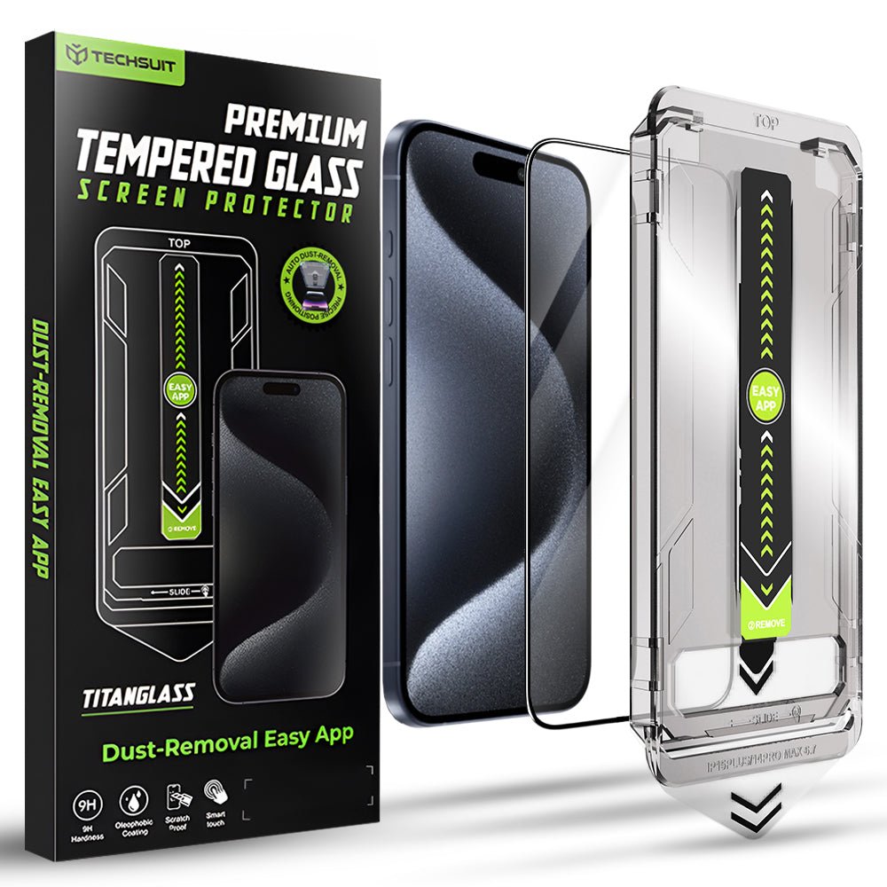 Techsuit iPhone 15 Pro - Full Screen Αντιχαρακτικό Γυαλί Οθόνης - TitanGlass FullCover - Black