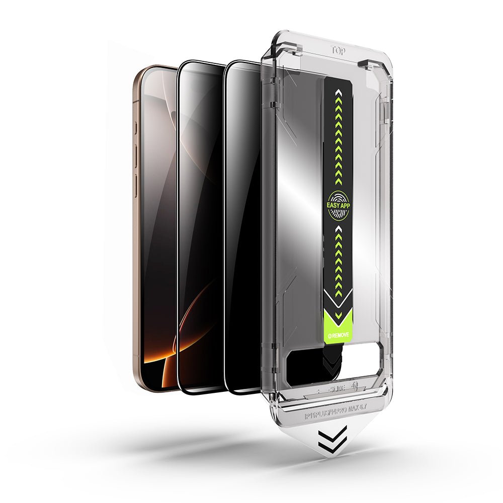 Techsuit iPhone 15 Pro Max - Σετ με 2 Full Screen Αντιχαρακτικά Γυαλιά Οθόνης - TitanGlass FullCover - Privacy